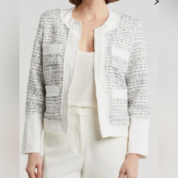 Nanette Lepore Jackets & Blazers - Nanette Lepore Tweed Blazer in White and Blue